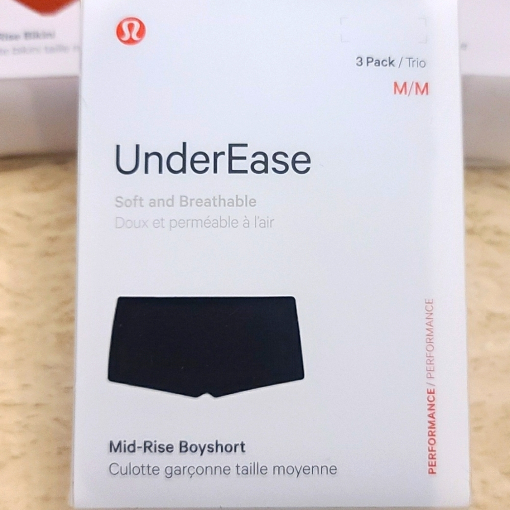Lulu Lemon UnderEase Mid-Rise Boyshort Panties 3 Pack size Medium